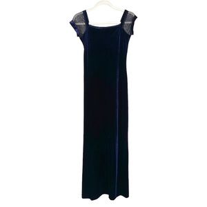 Y2K Grunge Blue Velvet Maxi Dress
